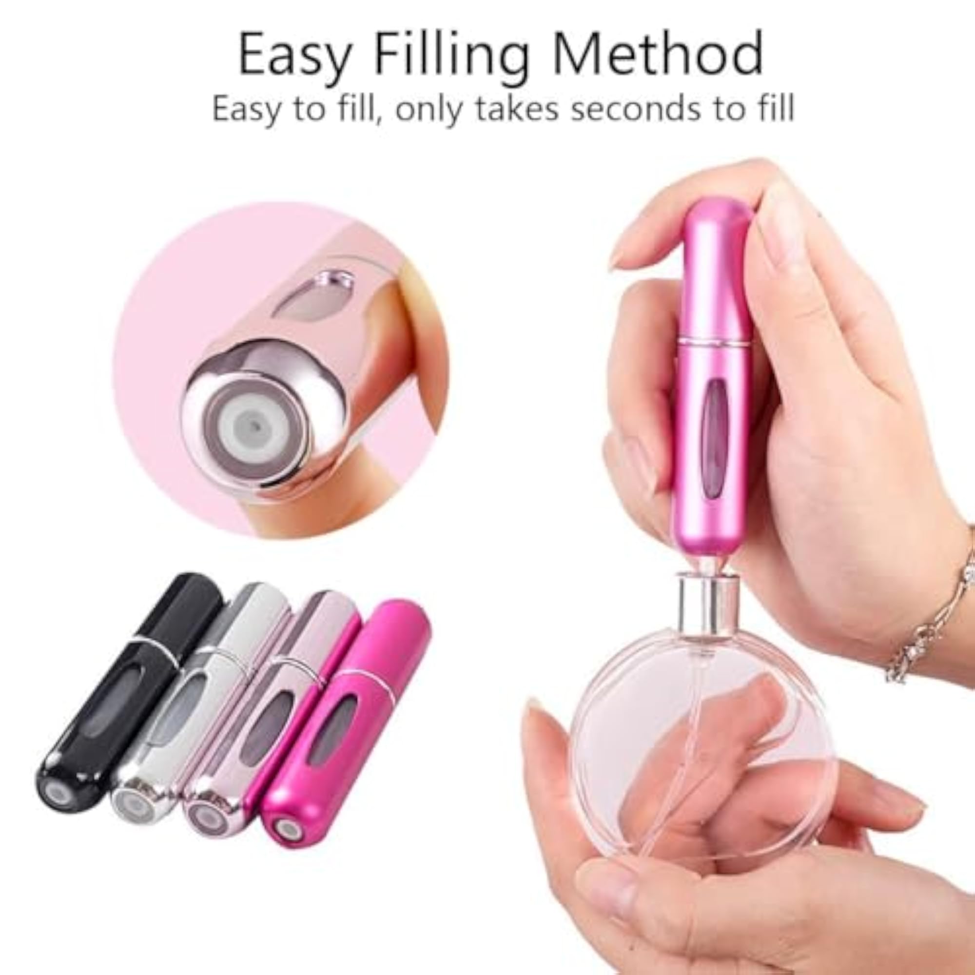 2 PCS Refillable Perfume Atomizer Bottle, Portable Travel Set
